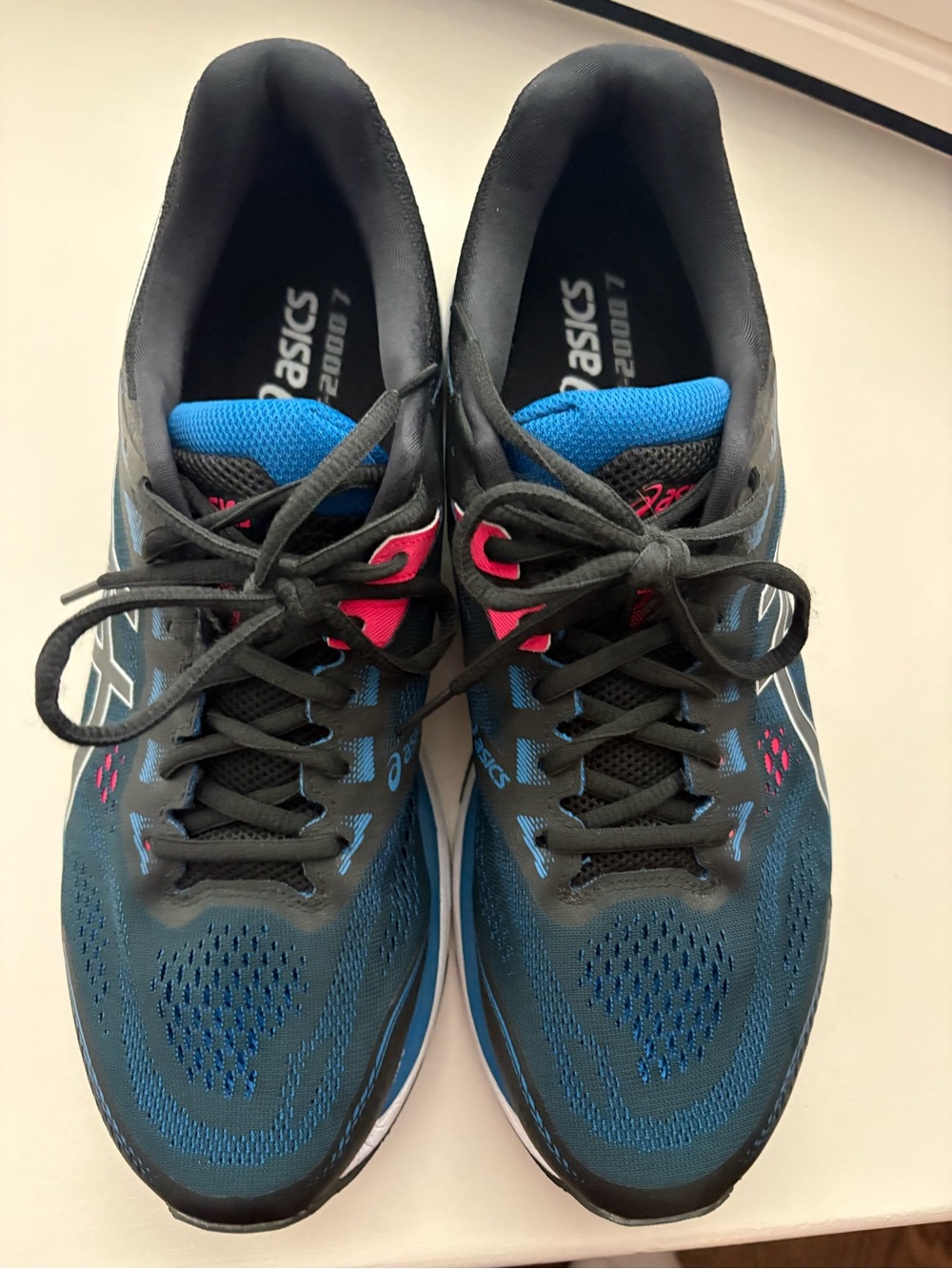 ASICS Men's Athletic Running Shoes - Blue with Pink Accents
